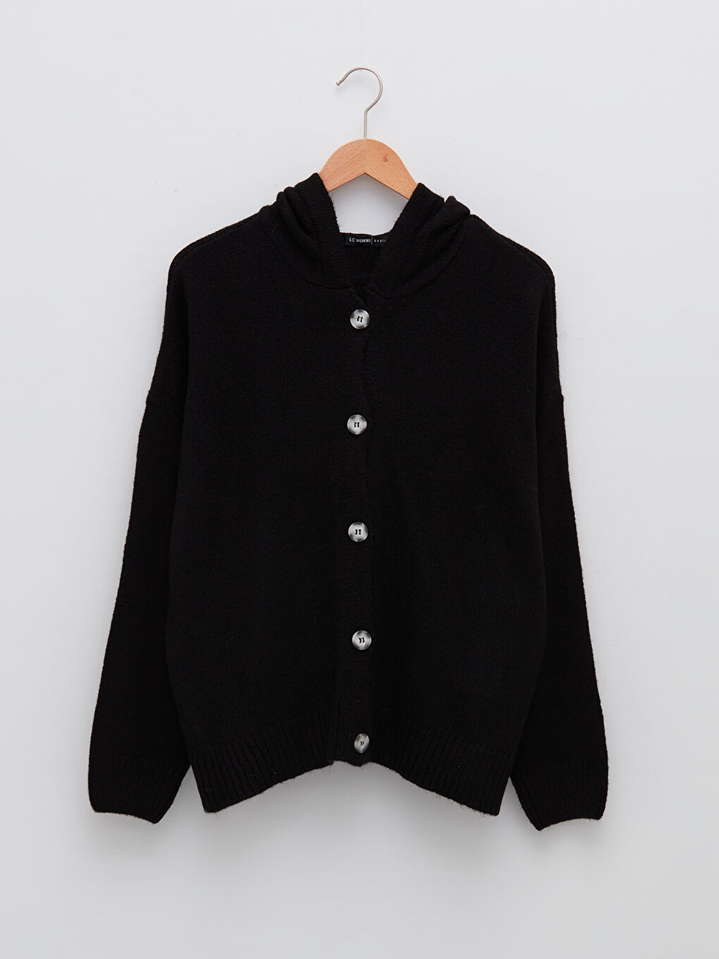 Hooded Plain Long Sleeve Women's Knitwear Cardigan-5