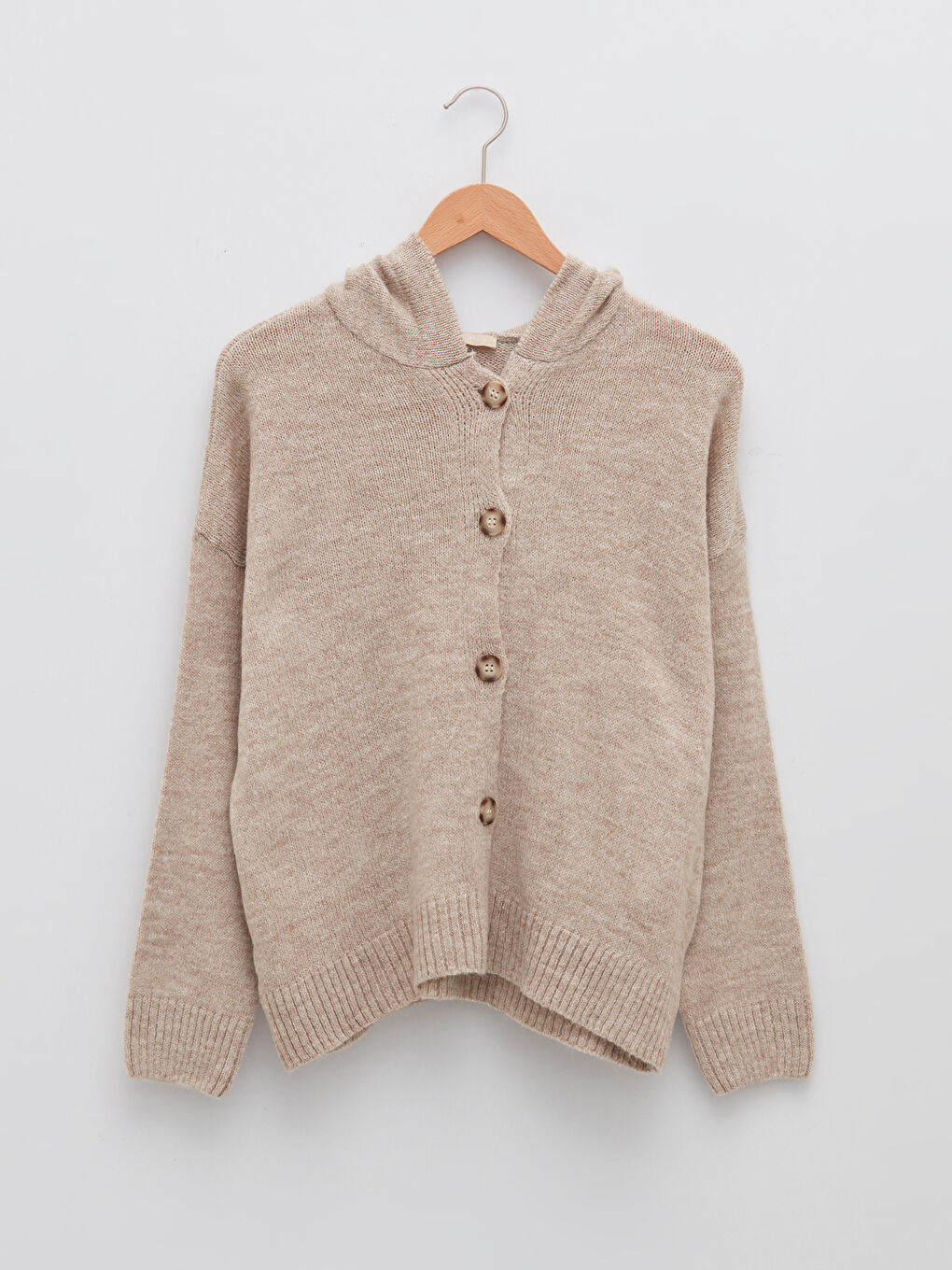 LCWAIKIKI Basic Cardigan für Damen mit Kapuze, langen Ärmeln und schlichtem Muster -W1JI56Z8-DCY