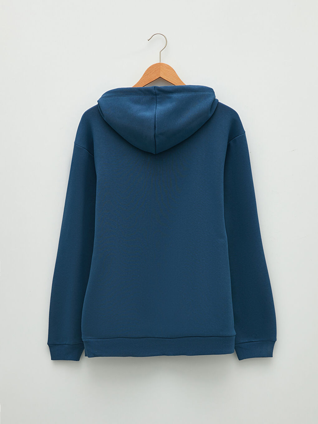 İndigo Uzun Kollu Baskılı Erkek Hoodie-6