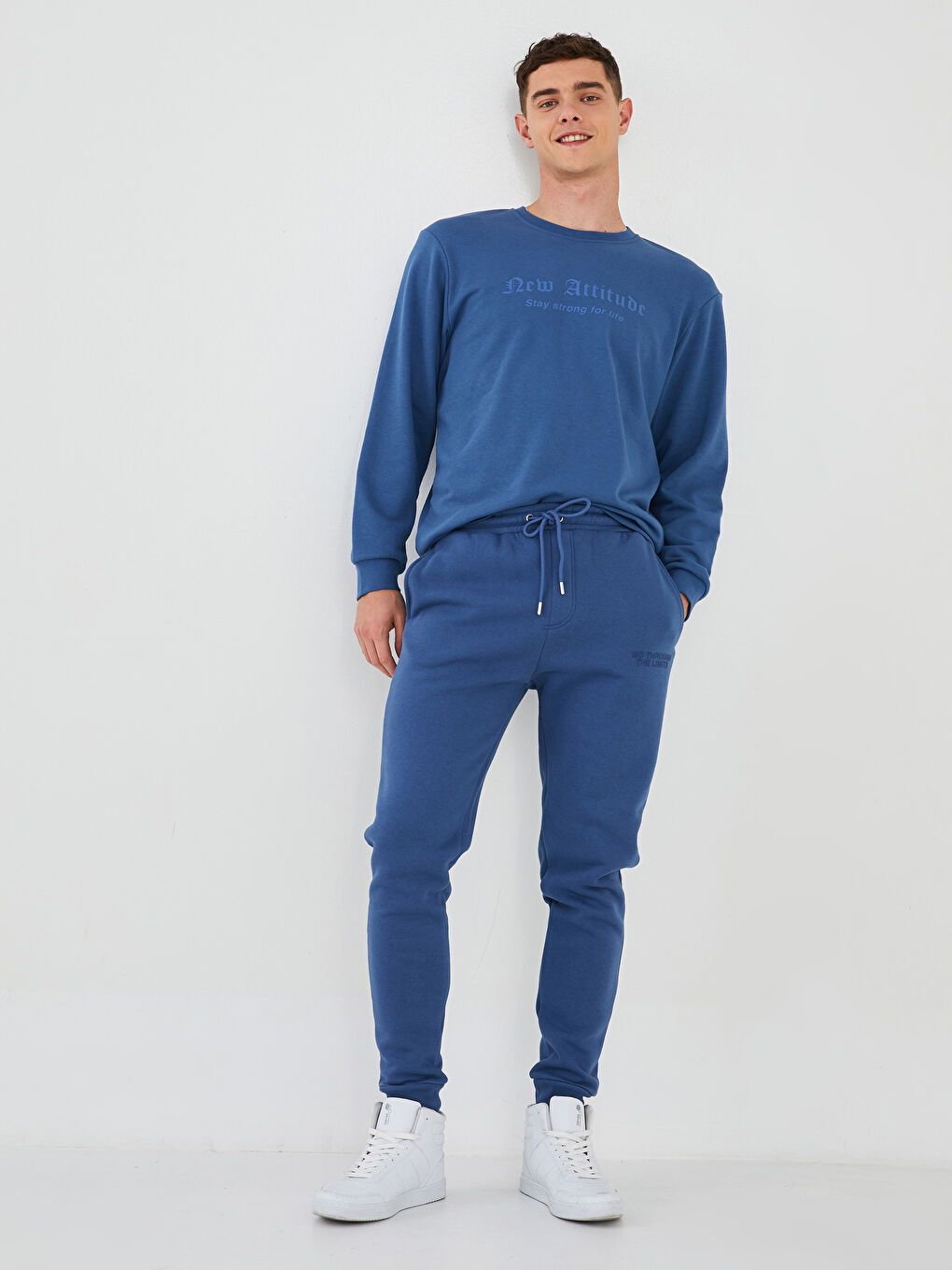 İndigo Standart Kalıp Erkek Kalın Jogger Eşofman Altı