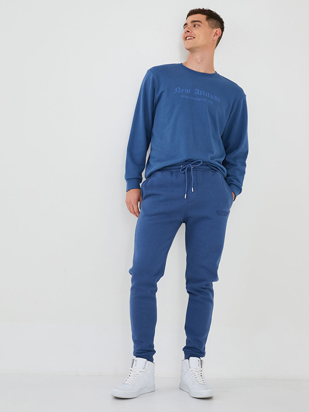 İndigo Standart Kalıp Erkek Kalın Jogger Eşofman Altı-1