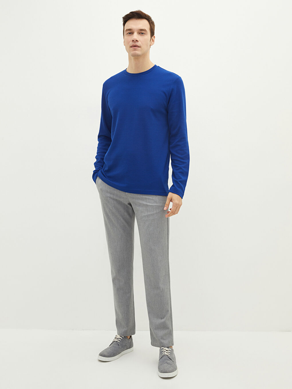 تيشيرت كم طويل بياقة دائرية للرجال-2