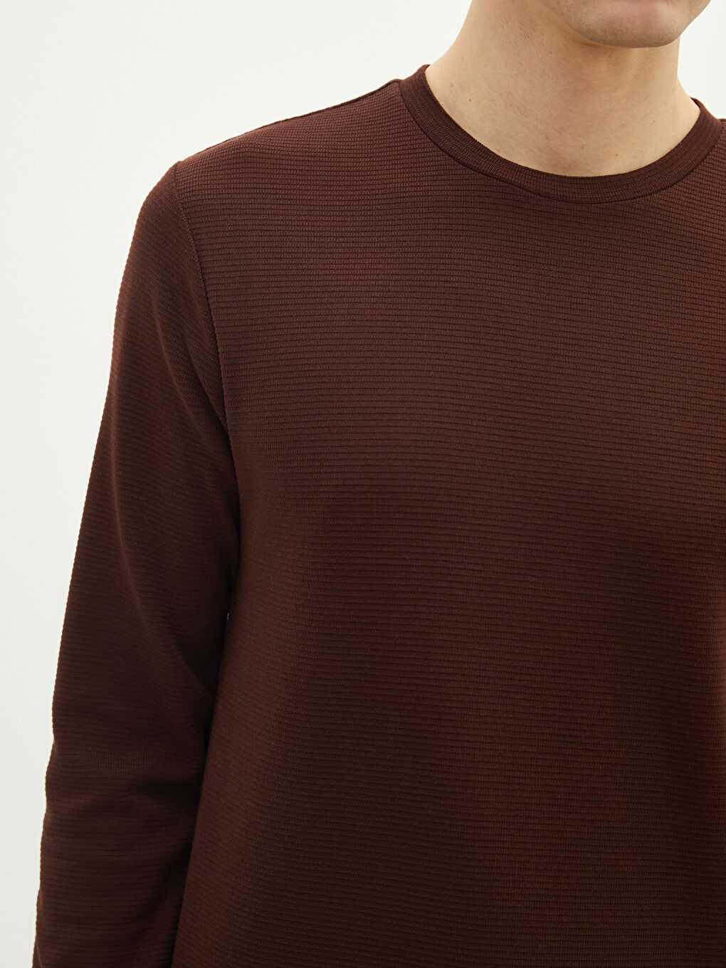 Kahverengi Bisiklet Yaka Uzun Kollu Erkek Tişört-3