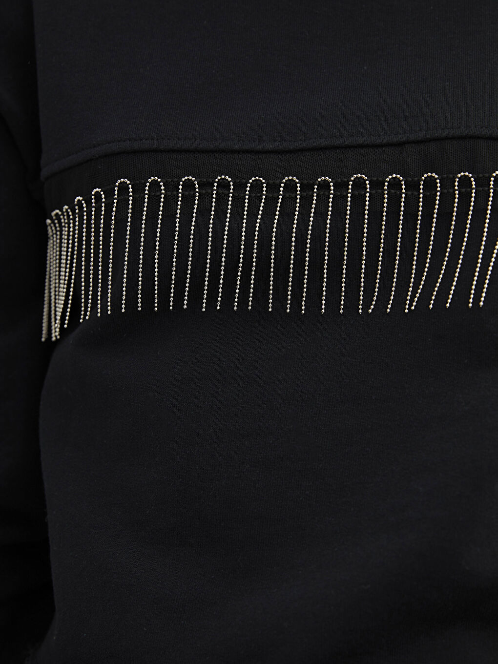 Crew Neck Chain Detailed Long Sleeve Women's Sweatshirt-3