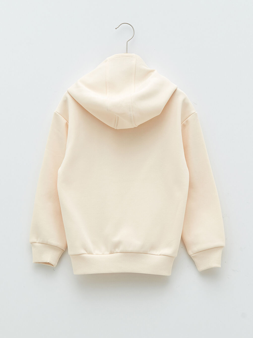 Bej Kapüşonlu Baskılı Uzun Kollu Kız Çocuk Sweatshirt-1