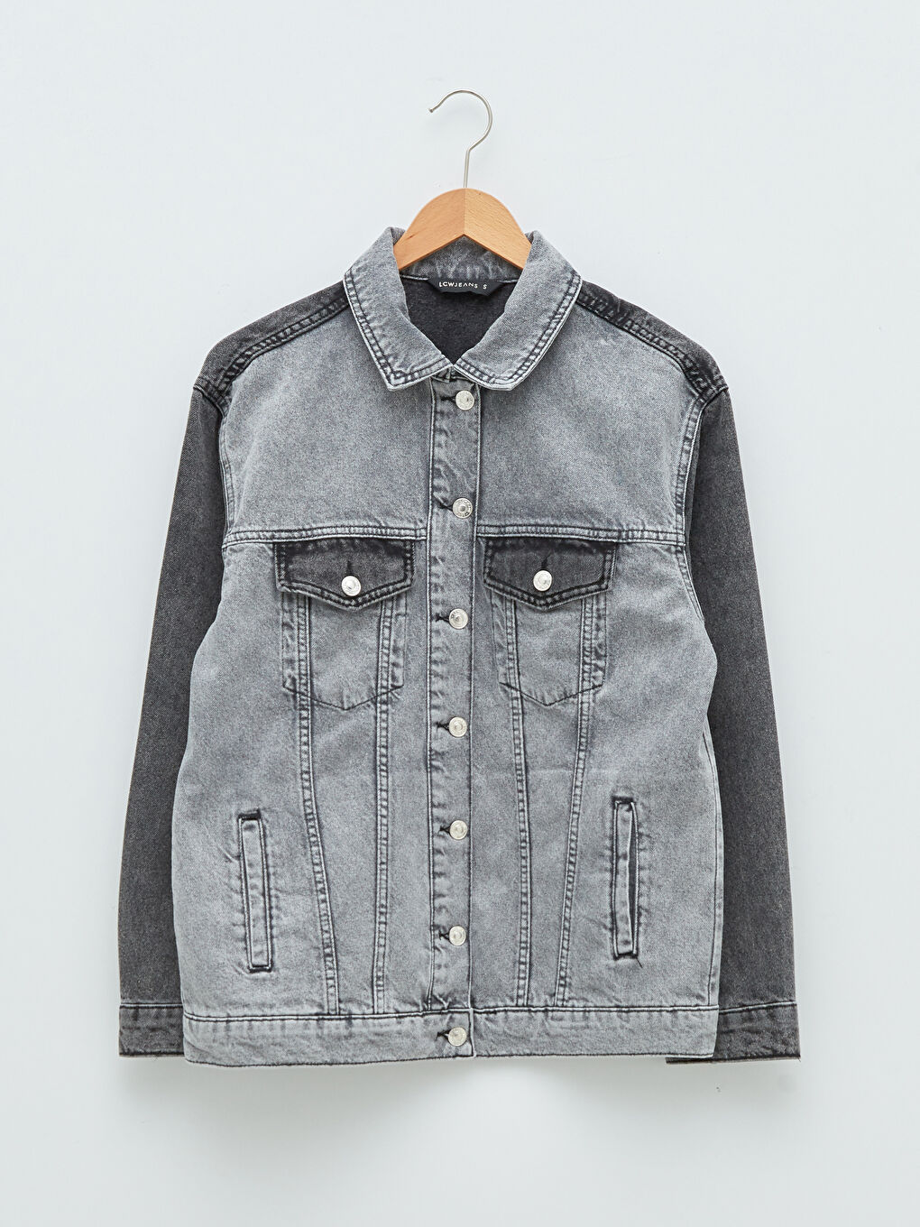 Shirt Collar Color Block Long Sleeve Women's Rodeo Jean Jacket-5