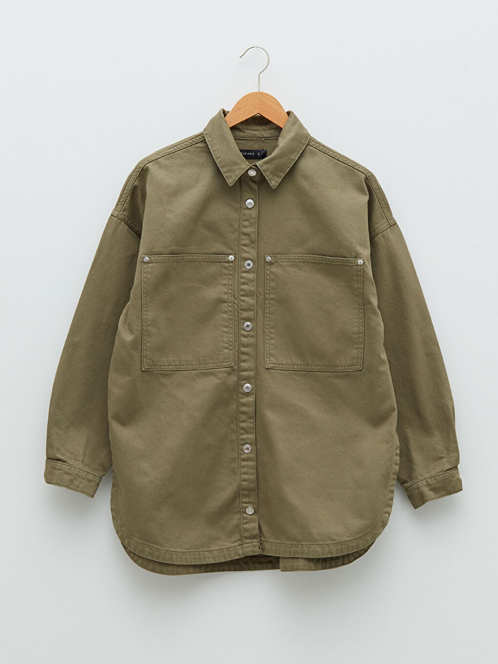 Jachetă Cămașă Damă Din Blugi Cu Buzunare Și Nasturi Croială Regular-4