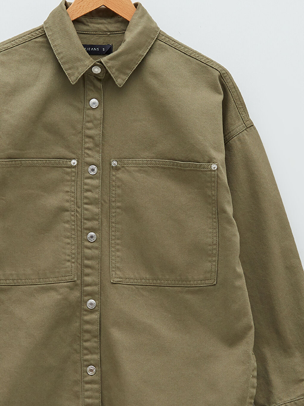 Jachetă Cămașă Damă Din Blugi Cu Buzunare Și Nasturi Croială Regular-6