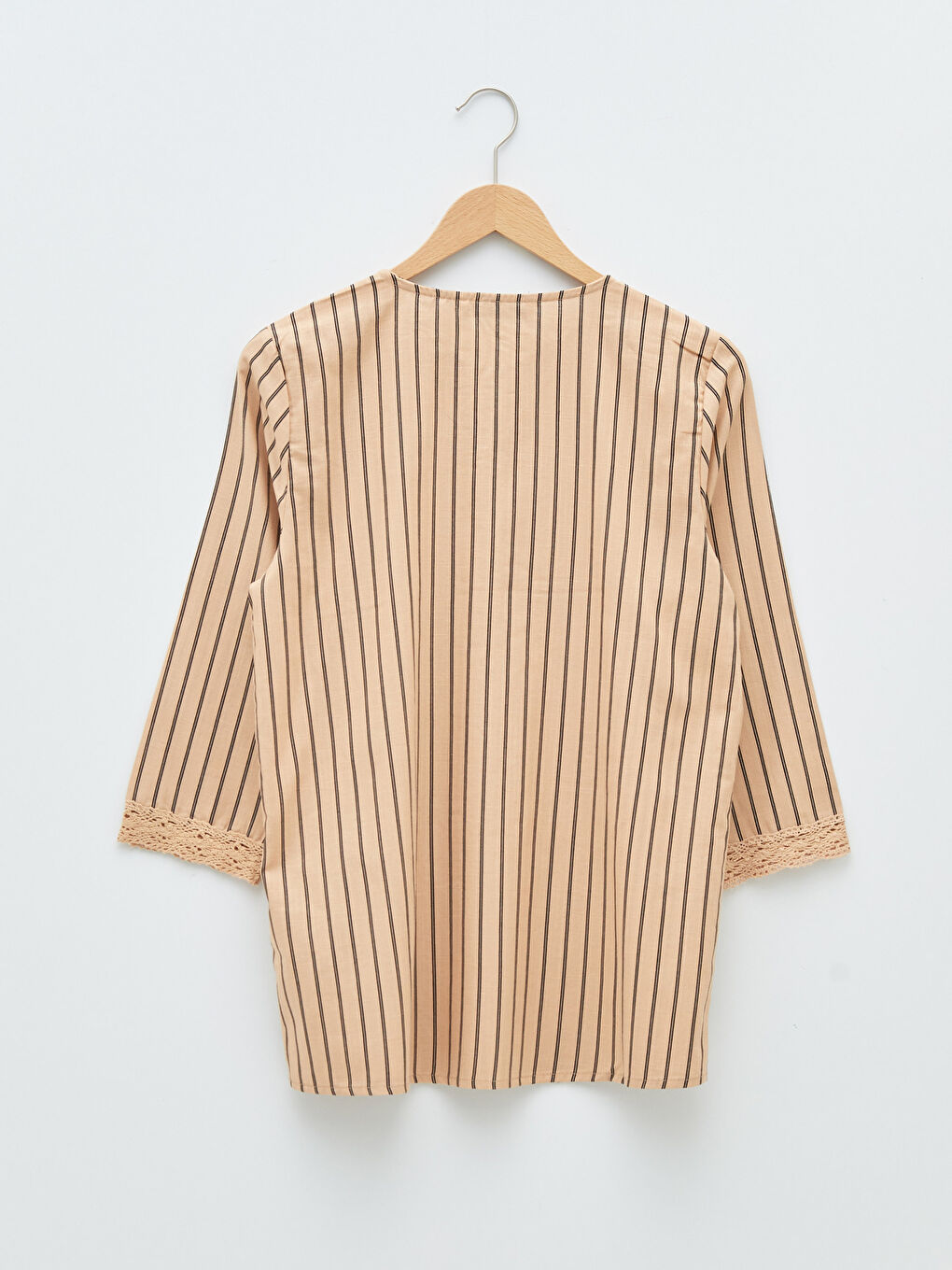 Siyah Kaçık Yaka Çizgili Pamuklu Kadın Bluz-6