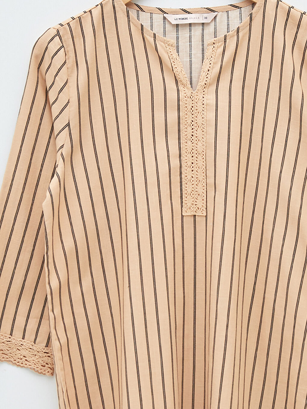 Siyah Kaçık Yaka Çizgili Pamuklu Kadın Bluz-7