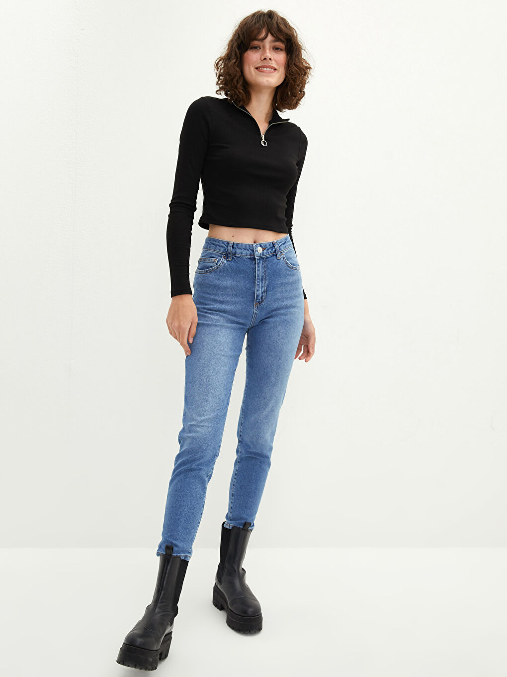 LCW Vision Stehkragen Langarm Bauchfreies Top für Damen -W1JJ96Z8-RQN