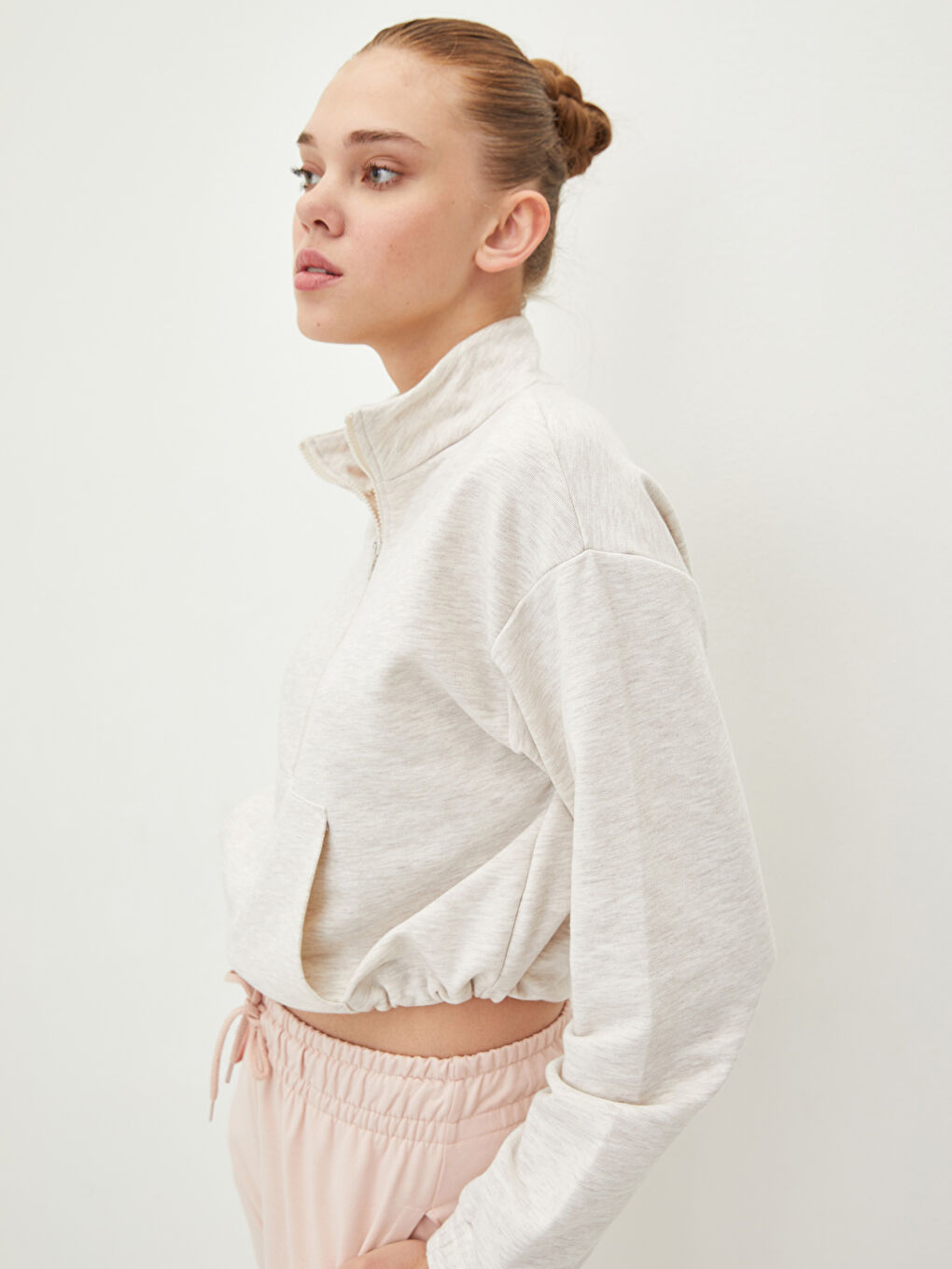 Bej Taş Rengi Melanj Sweatshirt-1