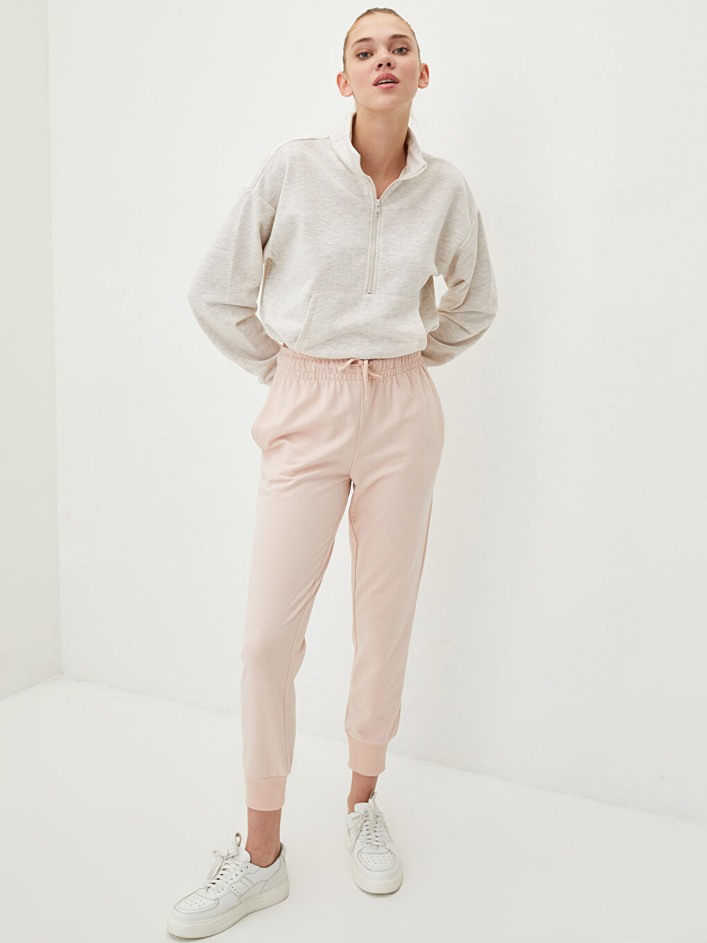 Bej Taş Rengi Melanj Sweatshirt-2