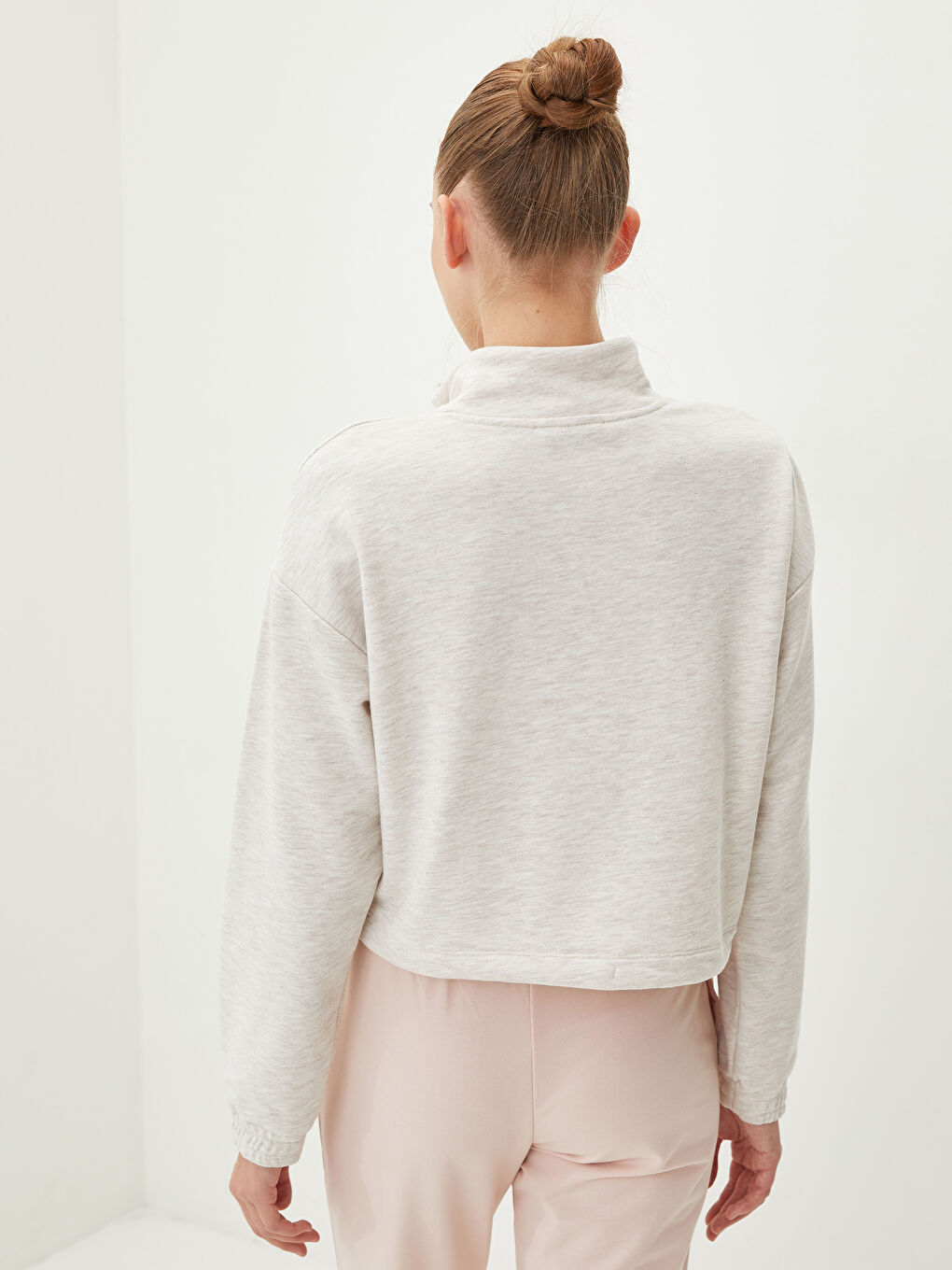 Bej Taş Rengi Melanj Sweatshirt-4