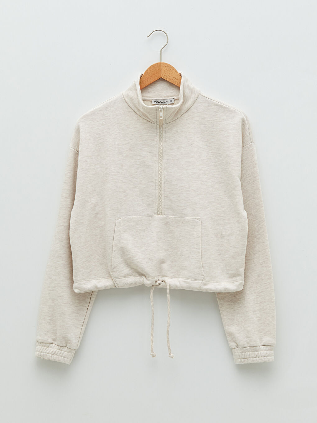 Bej Taş Rengi Melanj Sweatshirt-5