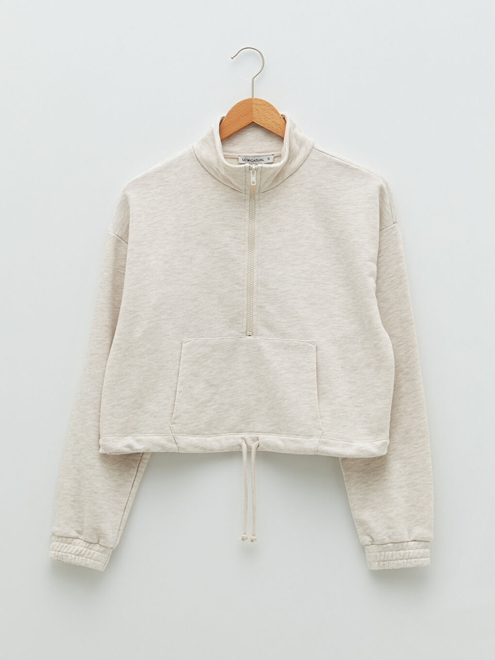 Bej Taş Rengi Melanj Sweatshirt-6