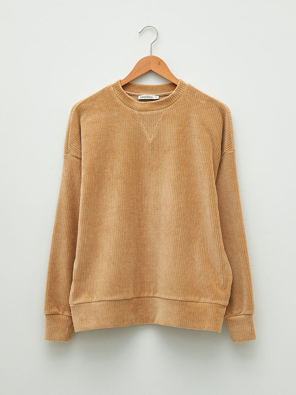 Crew Neck Regular Long Sleeve Velvet Women's Sweatshirt-5