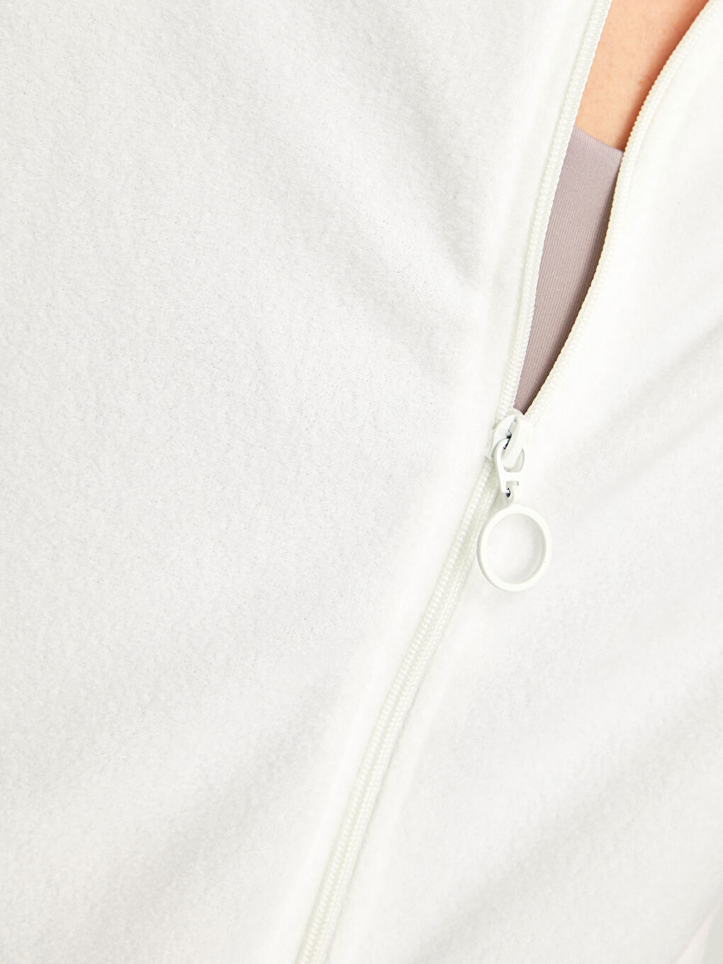 Dik Yaka Düz Uzun Kollu Cep Detaylı Kadın Spor Hırka-3