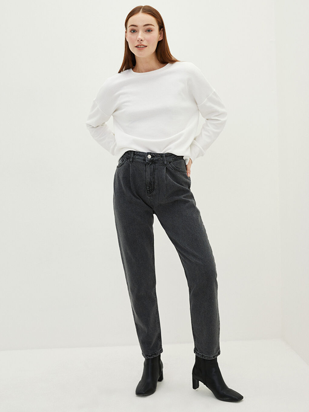 Yüksek Bel Slim Fit Kadın Jean Pantolon-1