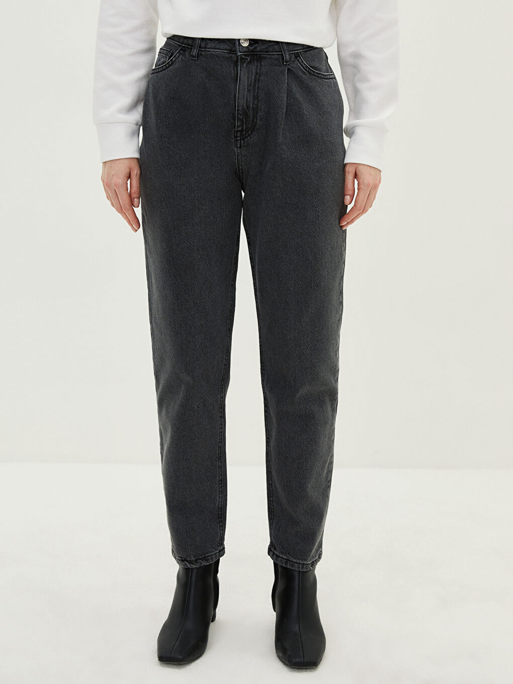 Yüksek Bel Slim Fit Kadın Jean Pantolon-2