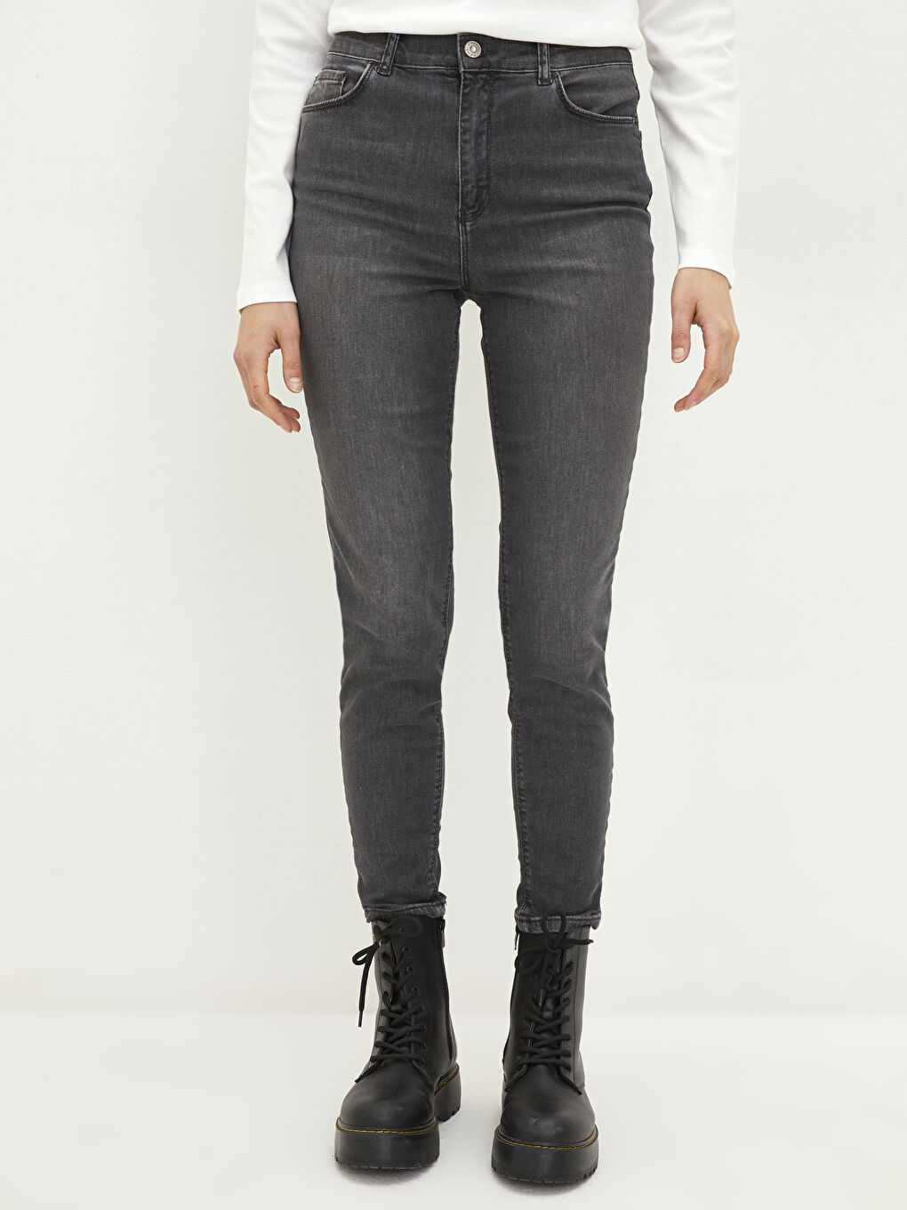 Gri Mercury Skinny Fit Cep Detaylı Kadın Jean Pantolon-2