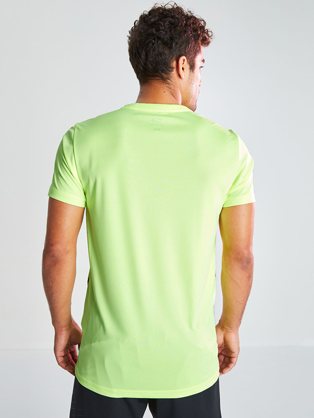 Sarı Bisiklet Yaka Kısa Kollu Erkek Spor Tişört-3