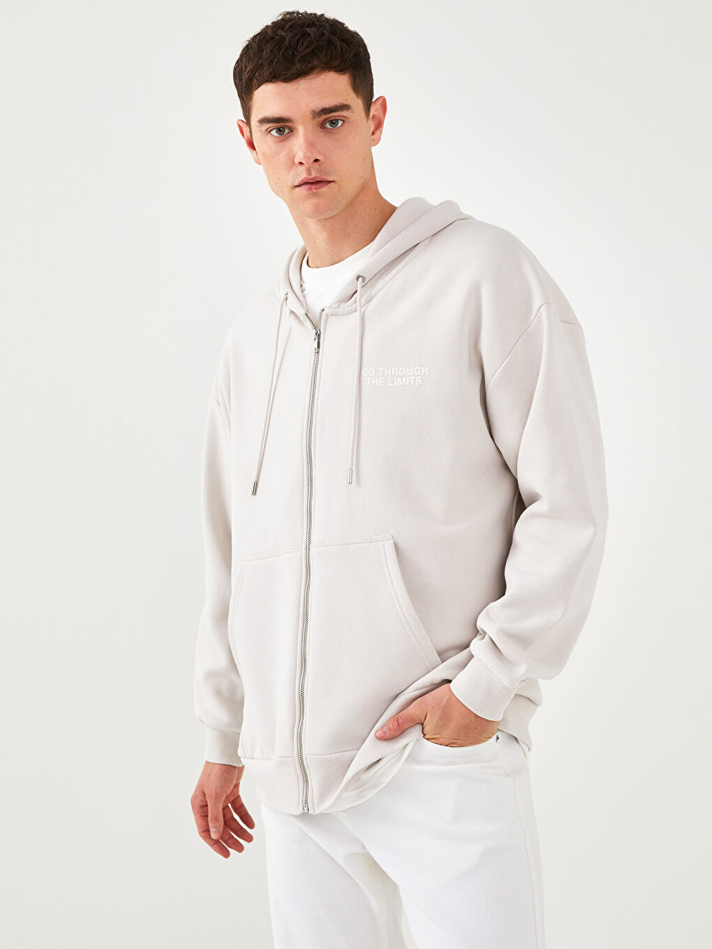 Hooded Long Sleeve Printed Zipper Men's Cardigan-1