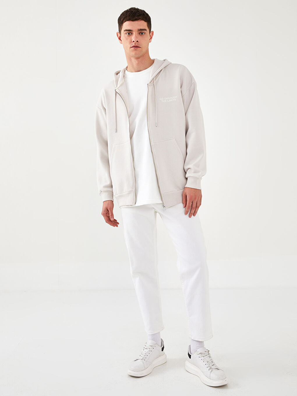 Hooded Long Sleeve Printed Zipper Men's Cardigan-2