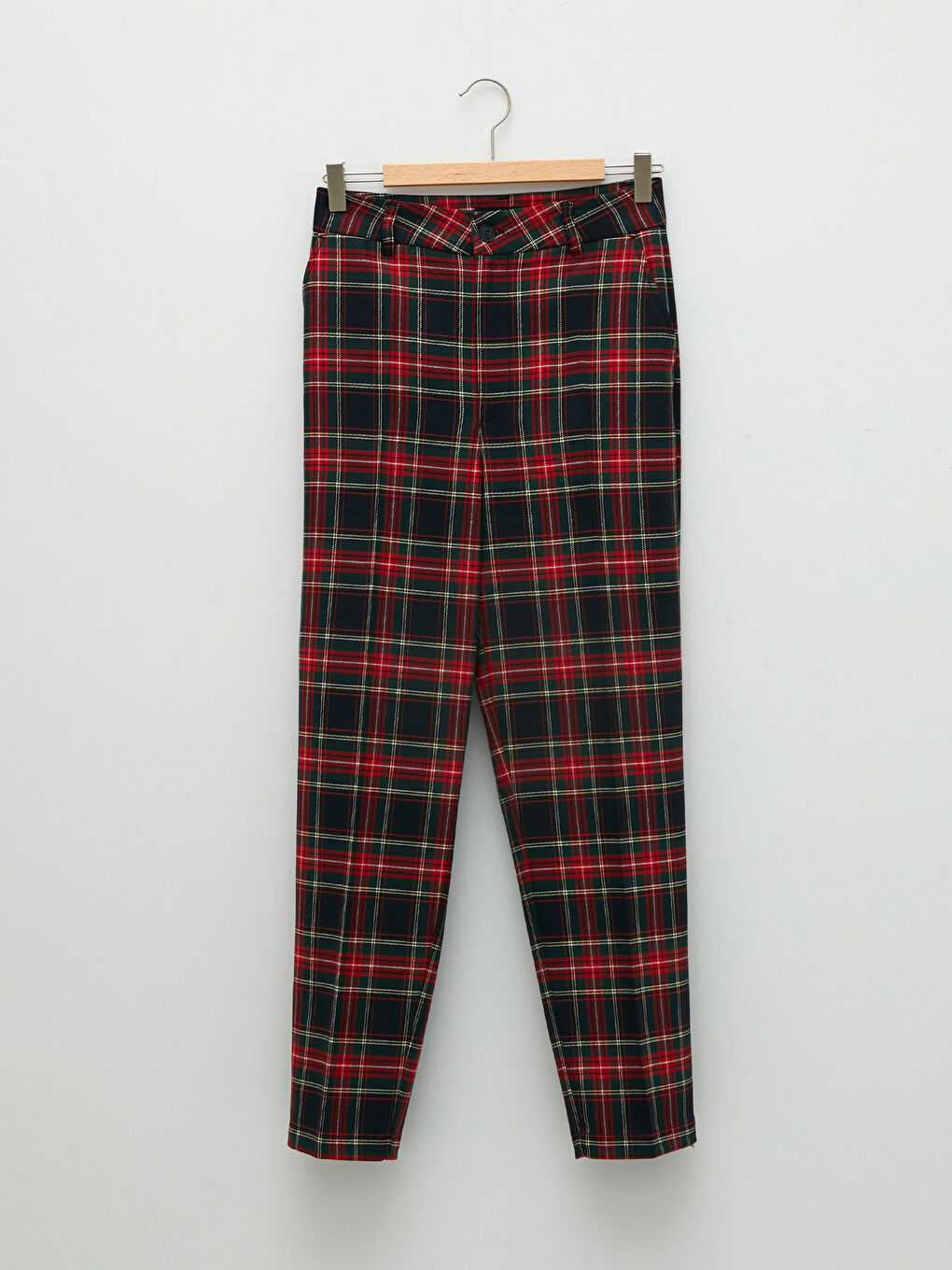 Брюки Женские с Нормальной Талией Стандартного Кроя в Клетку-5