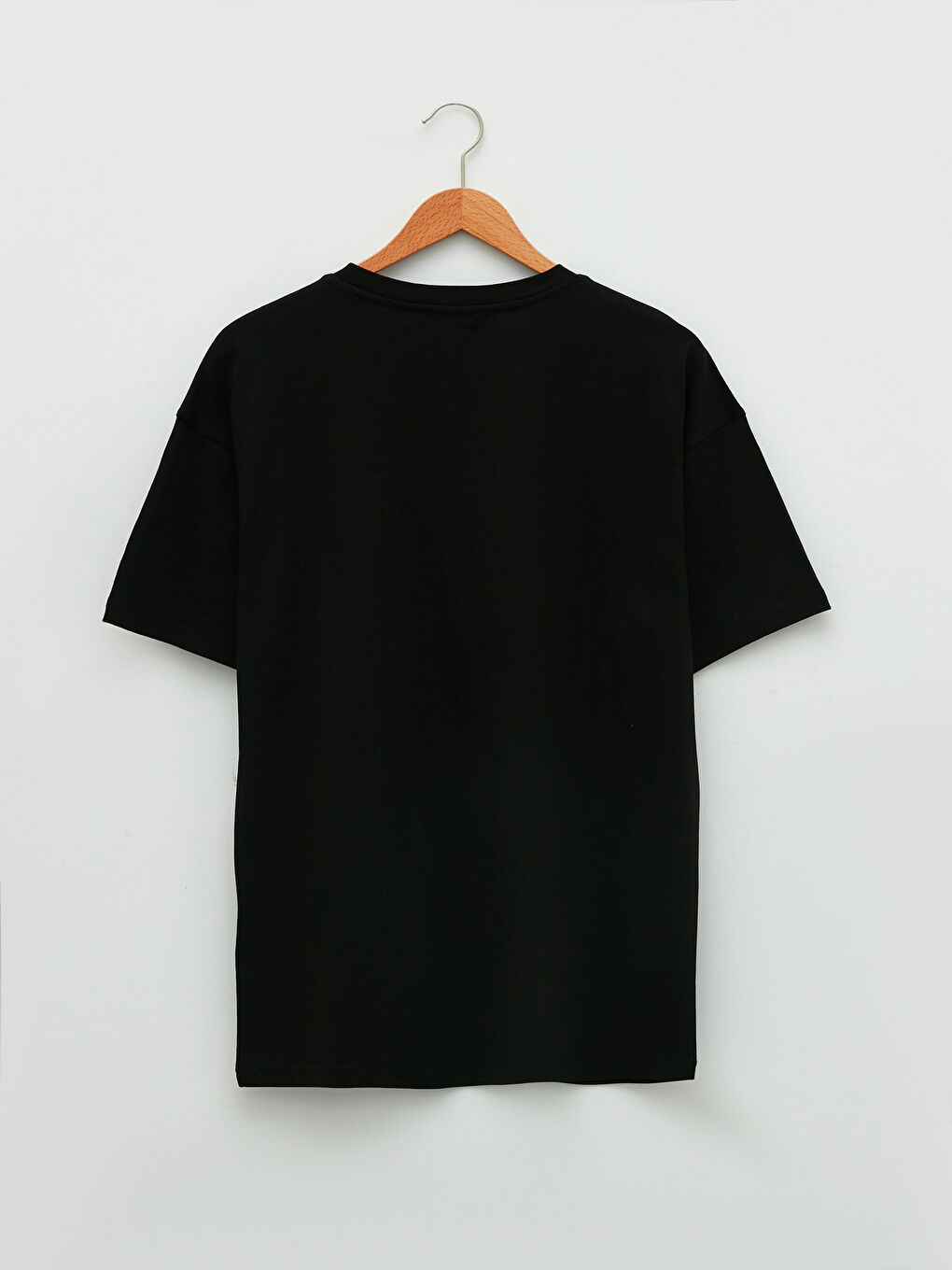 Siyah Oversize Bisiklet Yaka Kısa Kollu Baskılı Penye Erkek Tişört-6