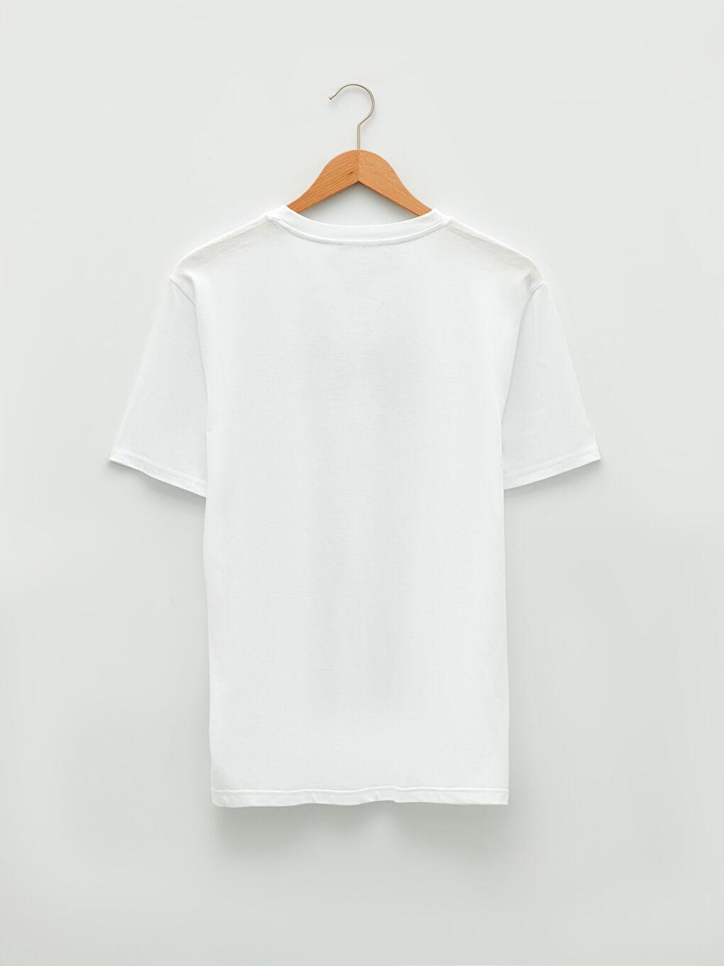 Beyaz Bisiklet Yaka Kısa Kollu Baskılı Penye Erkek Tişört-6