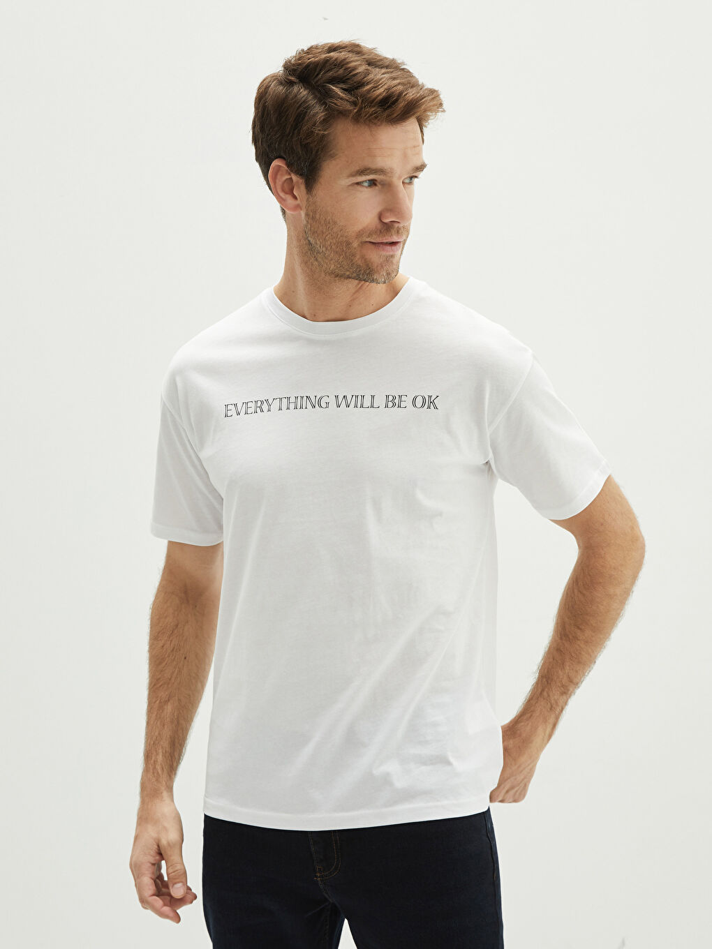 T-Shirt Pour Hommes En Jersey Imprimé À Manches Courtes Et Col Rond Surdimensionné