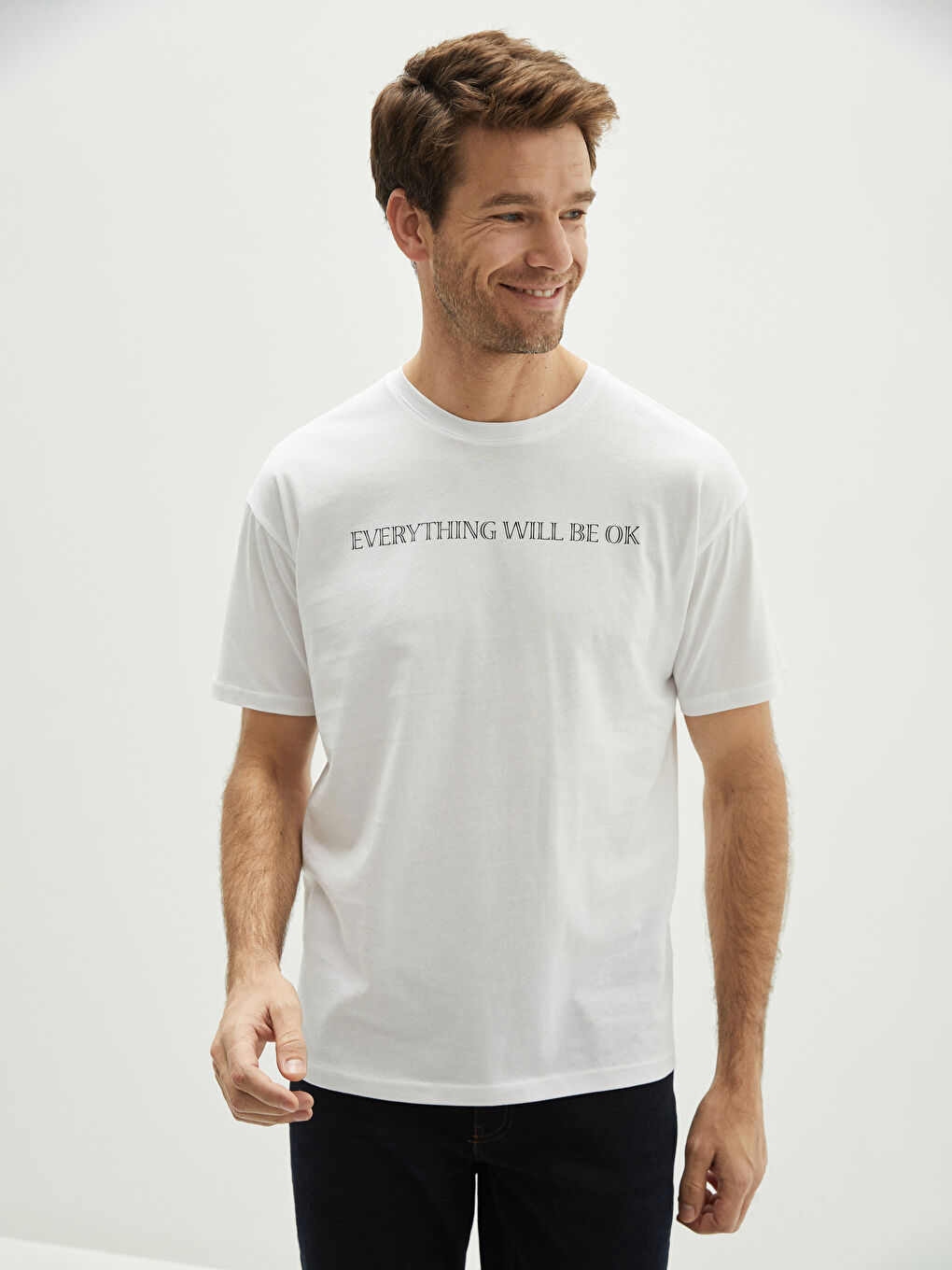 T-Shirt Pour Hommes En Jersey Imprimé À Manches Courtes Et Col Rond Surdimensionné-1