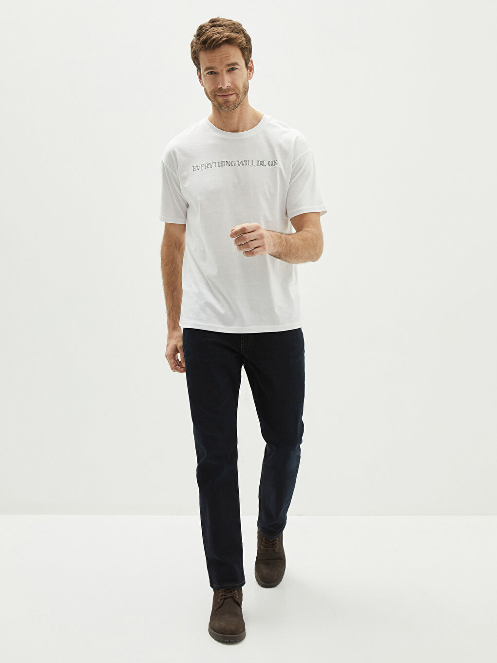 T-Shirt Pour Hommes En Jersey Imprimé À Manches Courtes Et Col Rond Surdimensionné-2