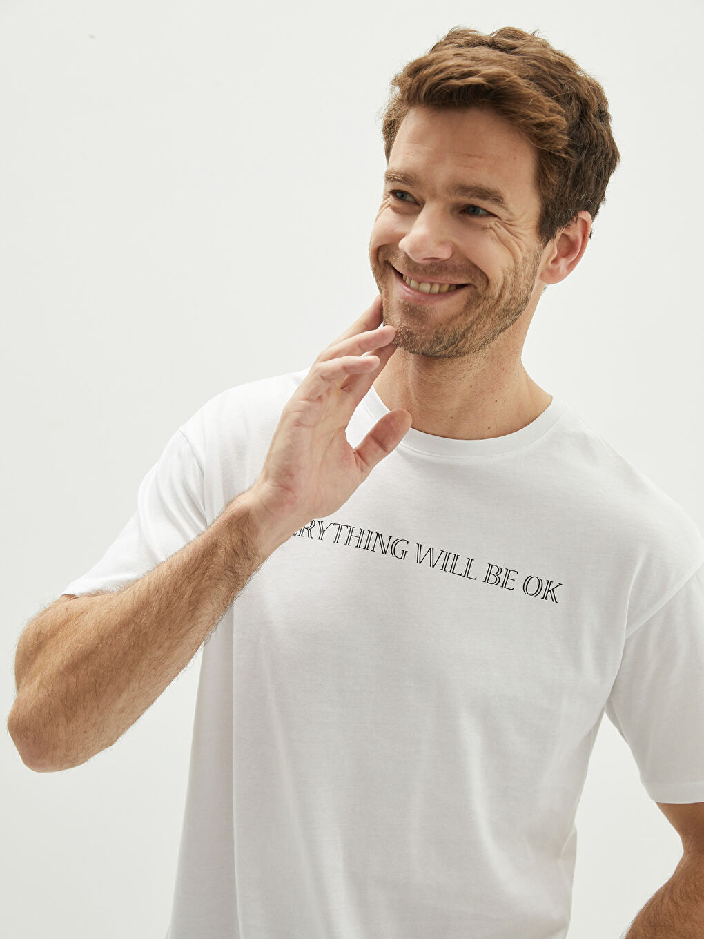 T-Shirt Pour Hommes En Jersey Imprimé À Manches Courtes Et Col Rond Surdimensionné-3