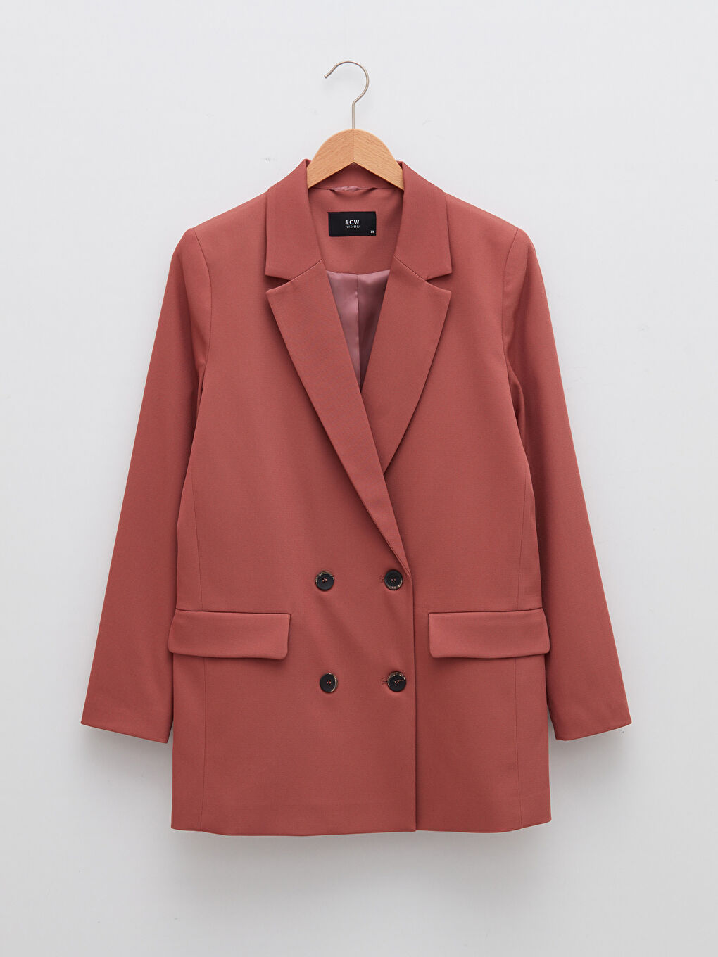 Front Button Closure Long Sleeve Women's Blazer Jacket-5