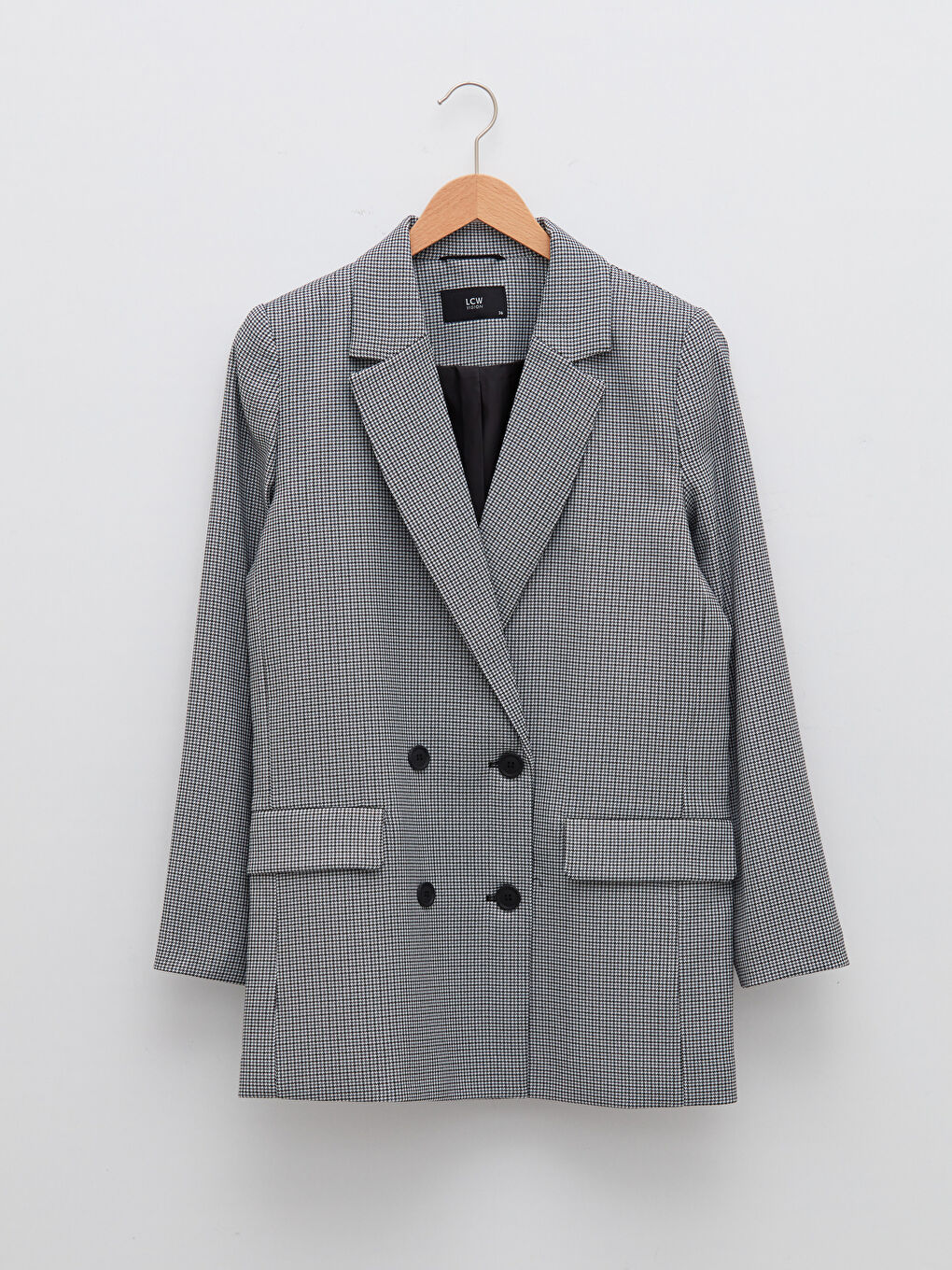 Front Button Closure Crowbar Pattern Long Sleeve Women's Blazer Jacket-5