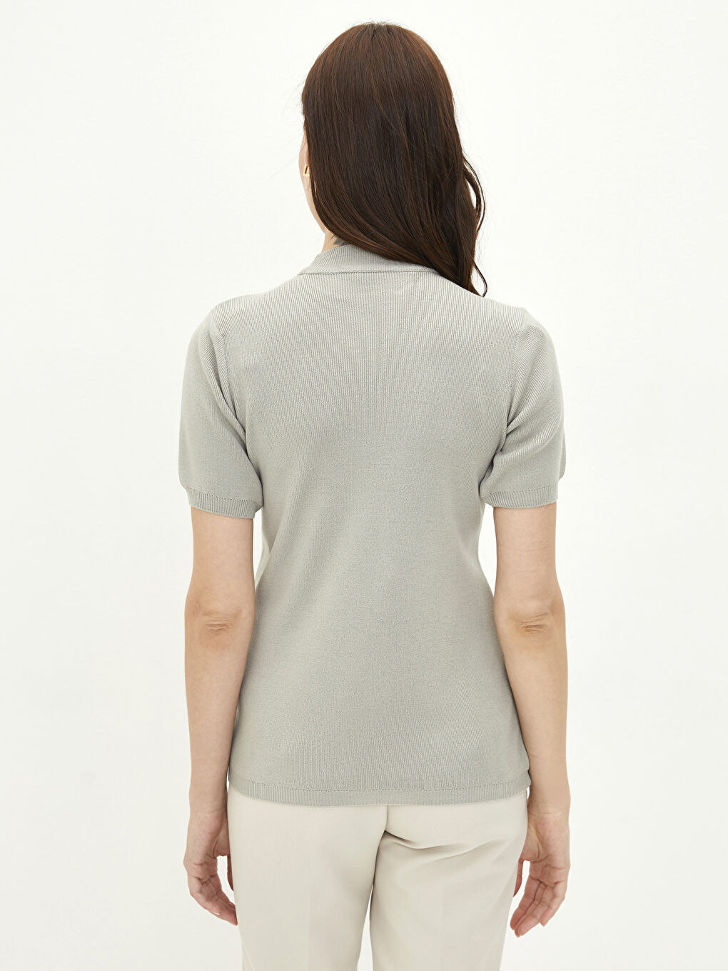Stand Up Collar Straight Short Sleeve Maternity Knitwear Sweater-4