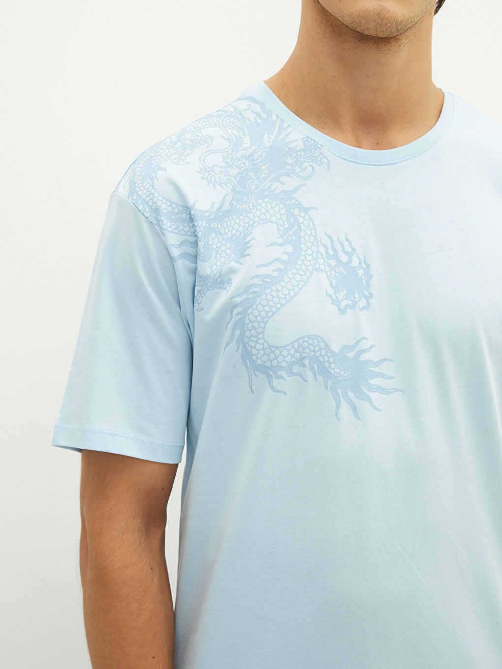 تيشيرت رجالي ياقة دائرية كم قصير مطبوع قطن ممشط-3