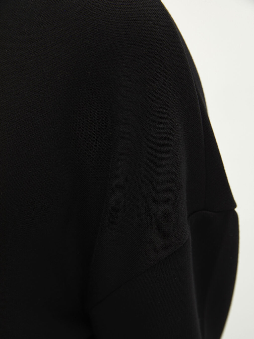 Siyah Büyük Beden Kapüşonlu Düz Kadın Kalın Sweatshirt-3