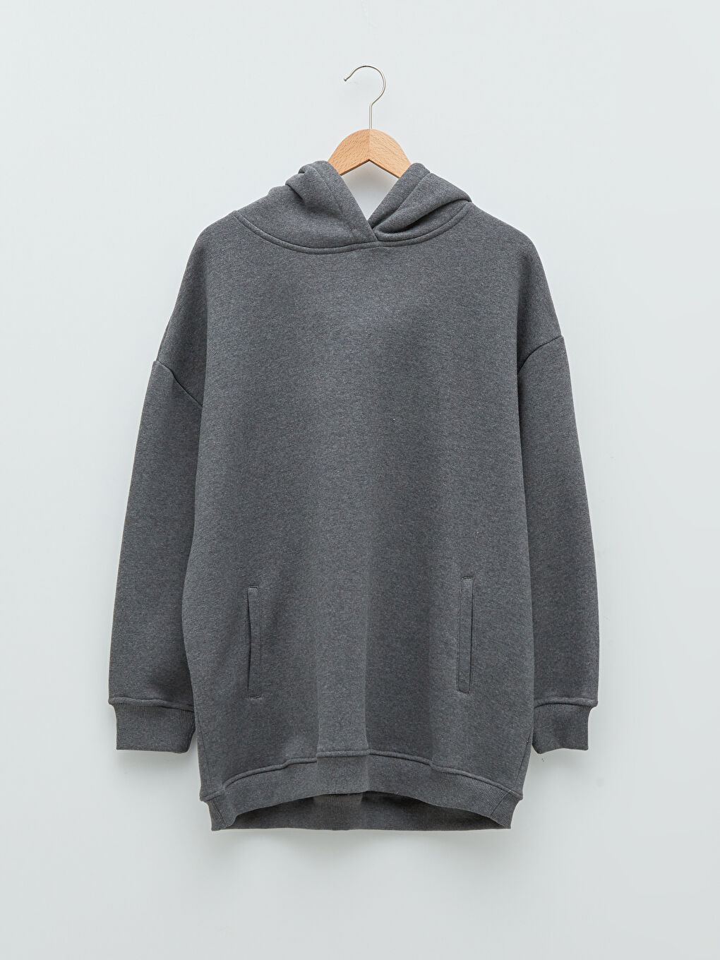 سويت شيرت سميك سادة مزود بغطاء رأس للسيدات بحجم كبير-5