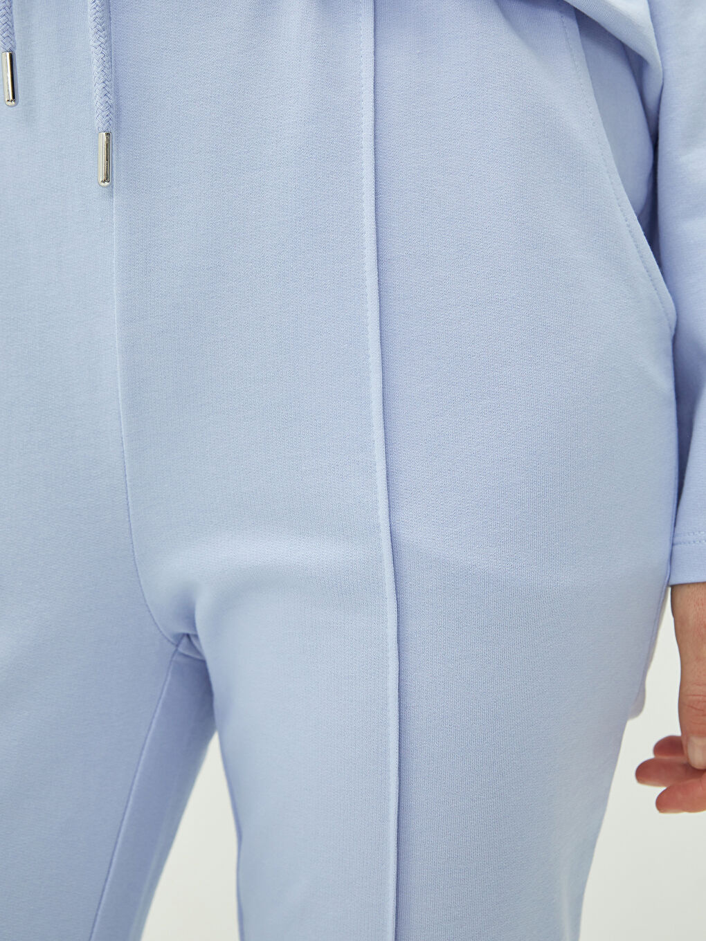 Lila Beli Lastikli Düz Cep Detaylı Kadın Eşofman Altı-2