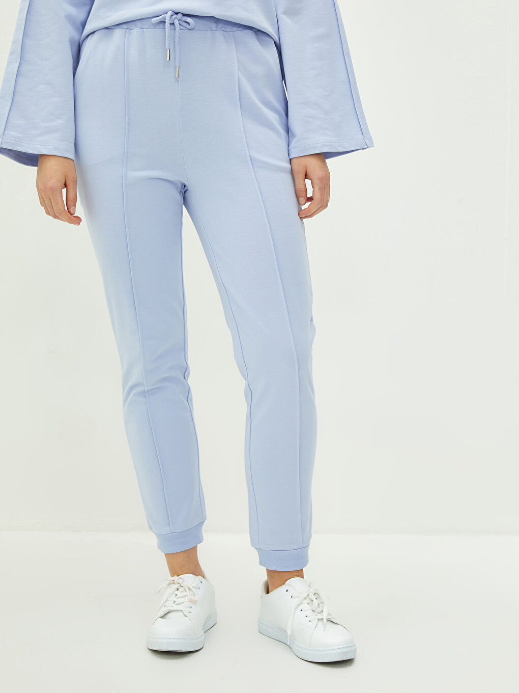 Lila Beli Lastikli Düz Cep Detaylı Kadın Eşofman Altı-3