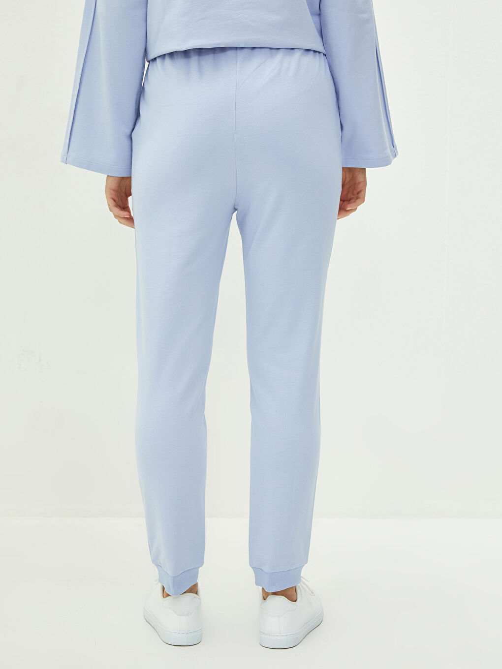 Lila Beli Lastikli Düz Cep Detaylı Kadın Eşofman Altı-4