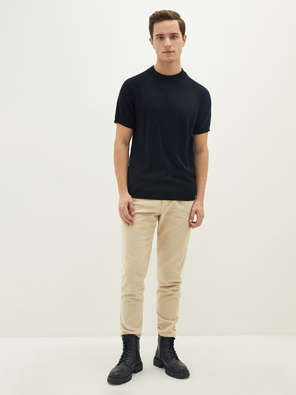 Half Turtleneck Short Sleeve Men's Knitwear Sweater-2