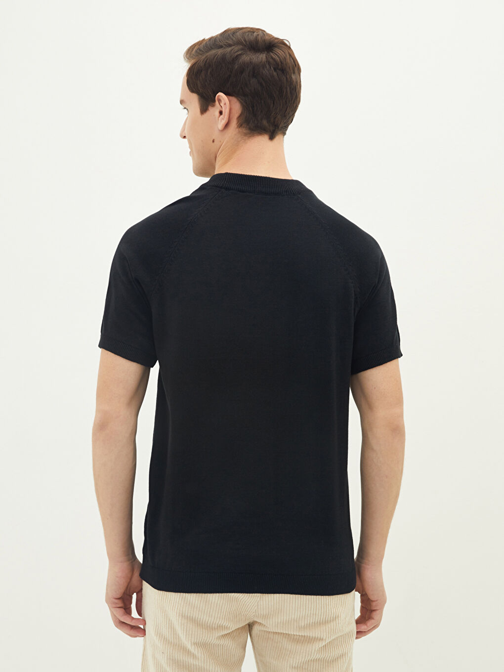 Half Turtleneck Short Sleeve Men's Knitwear Sweater-4