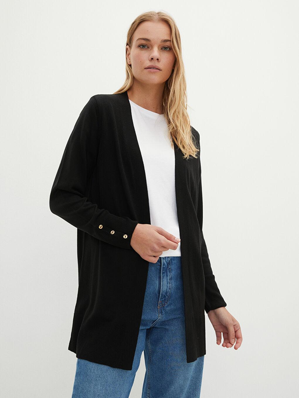 LCWAIKIKI Basic Schalkragen Schlicht Langarm Strickjacke für Damen -W1JL42Z8-CVL
