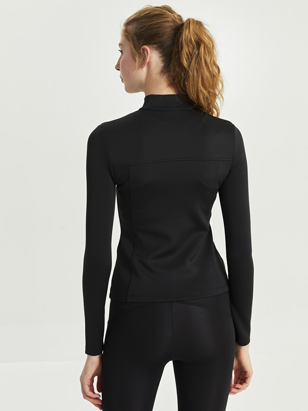 Siyah Dik Yaka Kadın Spor Hırka-4