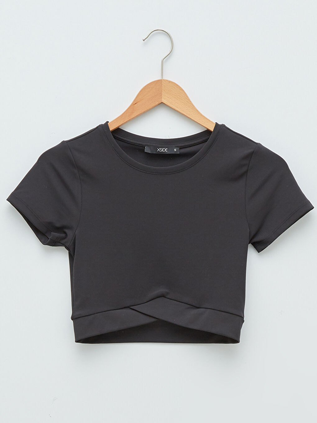 Crew Neck Plain Short Sleeve Women's Crop-5