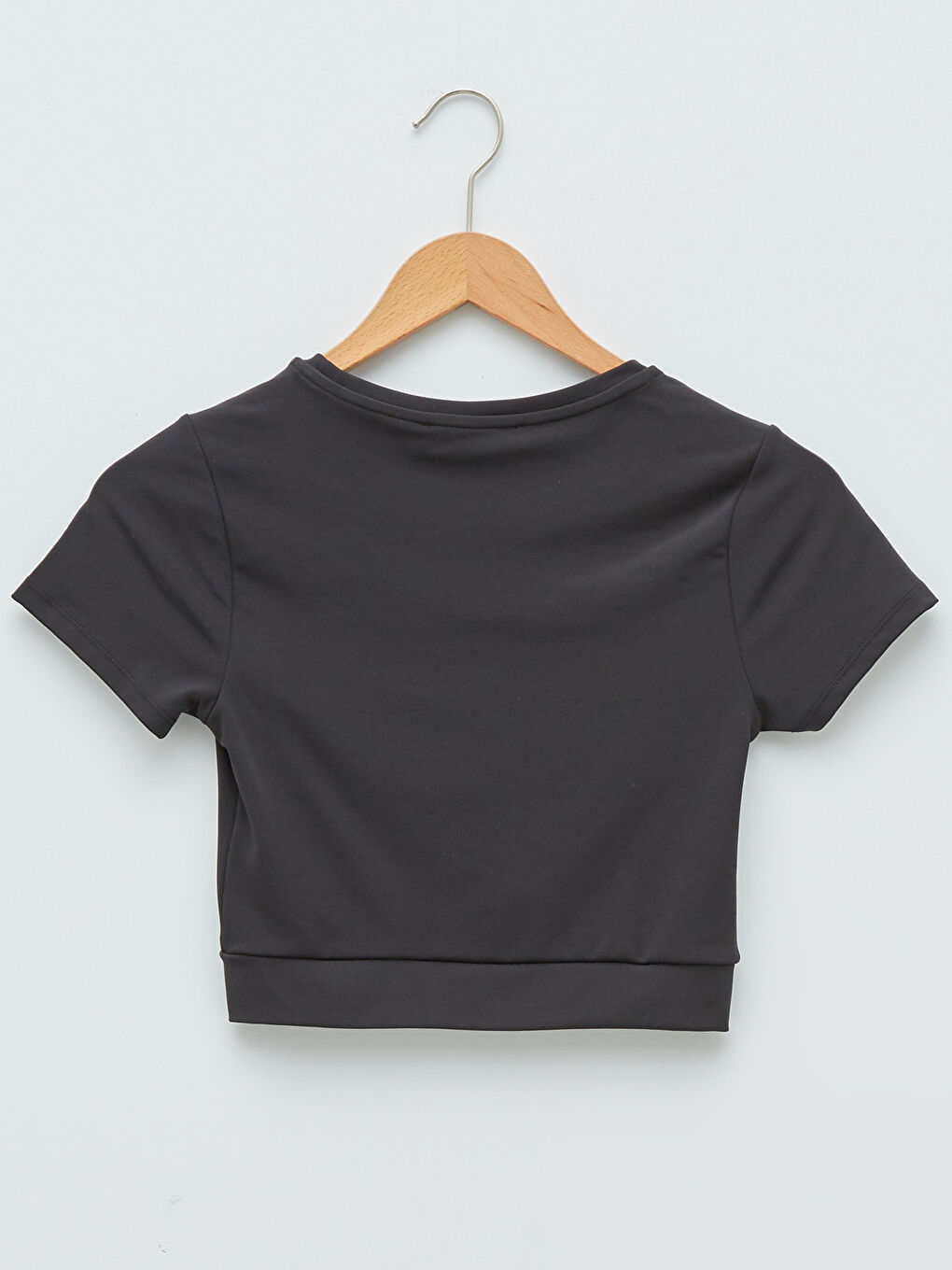 Crew Neck Plain Short Sleeve Women's Crop-6